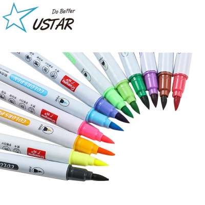 Wholesale Office School Supplies Indelible Ink Permanent Water Color Brush Marker Pen